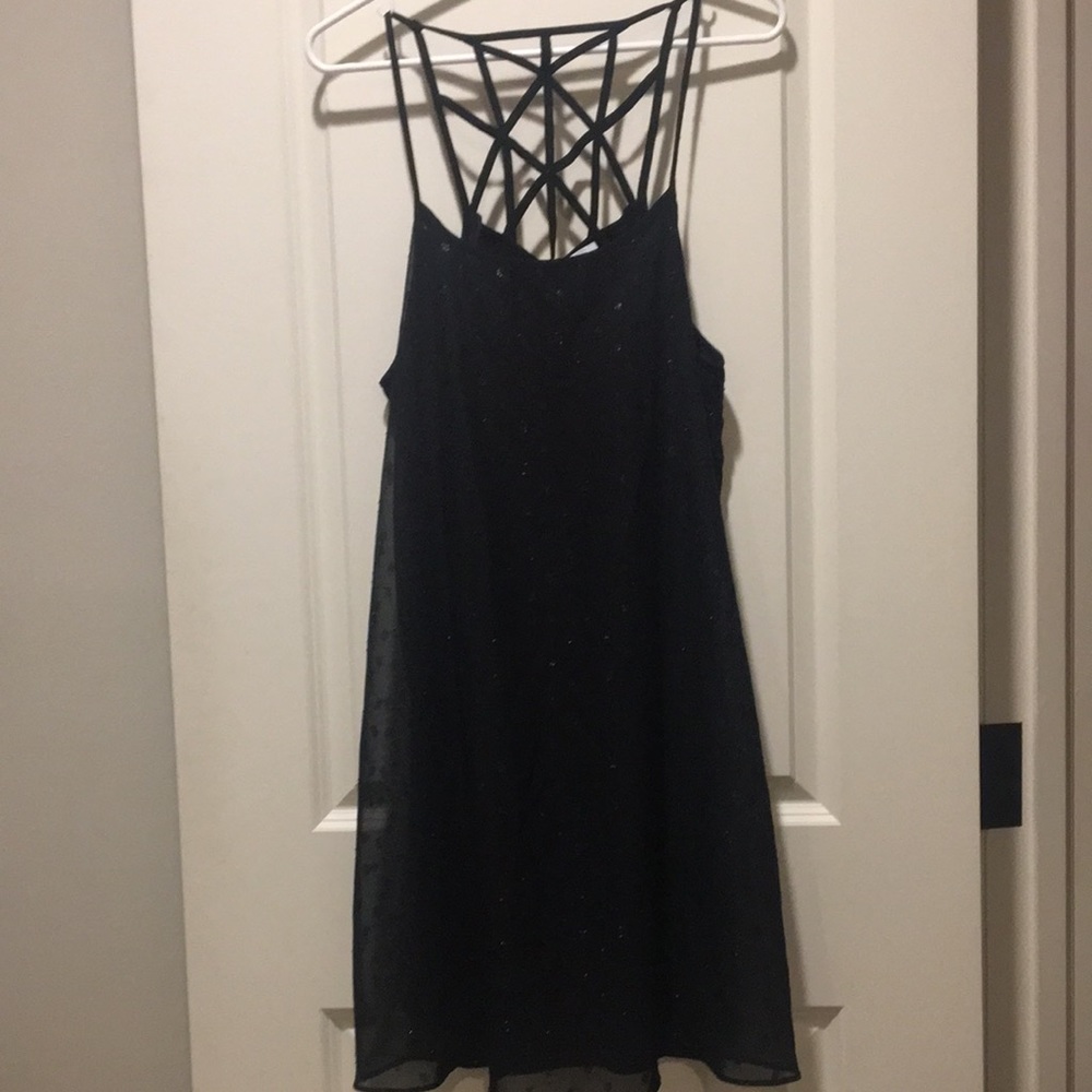 C label spaghetti strap:WEB Back/Little Black Dress/shiny detail/lined size L